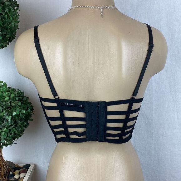 Rene Rofe Black Contour Underwire Strappy Cage Bra 36C NEW - Picture 2 of 5